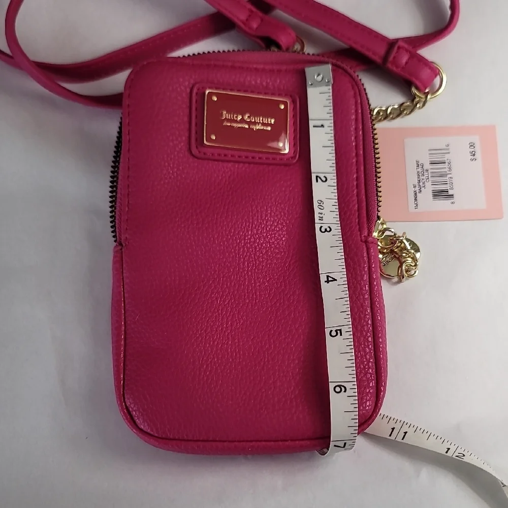 Juicy Couture Vibrant Pink Crossbody Cell Phone  Bag with Gold Accents NWT - Picture 12 of 13